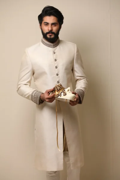 white sherwani - Sherwani for Groom - Sherwani for Men
