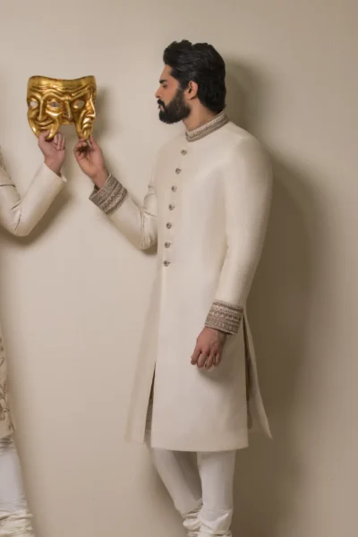 white sherwani - Sherwani for Groom - Sherwani for Men