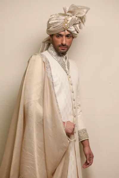 white sherwani for groom
