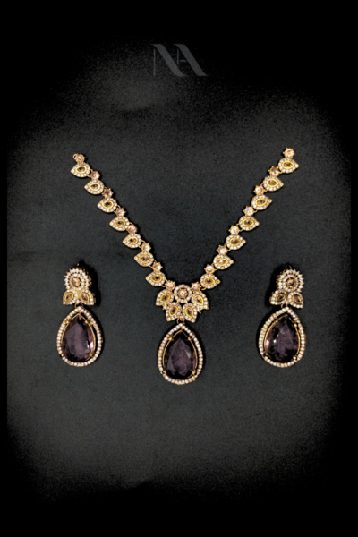 Lavendar Studded Necklace Set