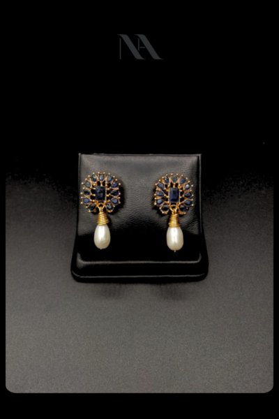 SPARKLE BLUE DROP EARRINGS - NJ-064