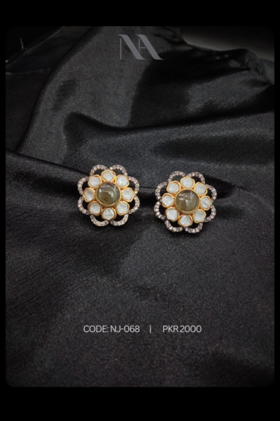 Green polki studs