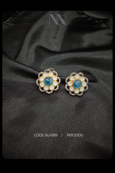 Blue polki studs