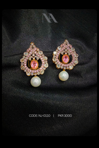 ROSY PEARL DROP EARRINGS | Naushemian by Nauman Arfeen