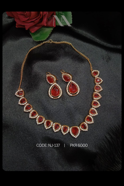 Maroon Ruby Necklace Set