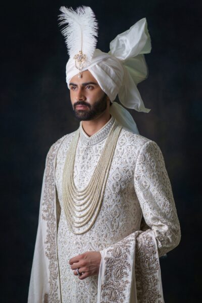 Luxury Sherwani for Groom: Aristocratic Masterpiece of Naushemian by Nauman Arfeen - Traditional Pakistani Wedding Dresses for Groom