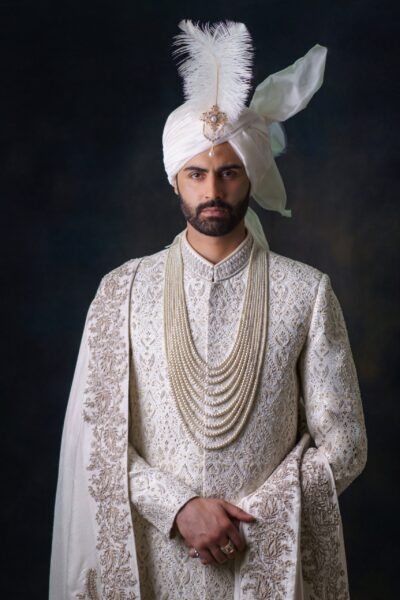 Luxury Sherwani for Groom: Aristocratic Masterpiece of Naushemian by Nauman Arfeen - Traditional Pakistani Wedding Dresses for Groom