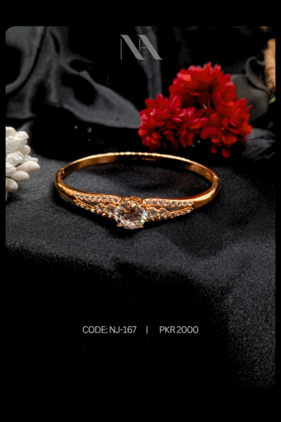 Ethereal Spark Bracelet – Thin Gold Bracelet with White Stone