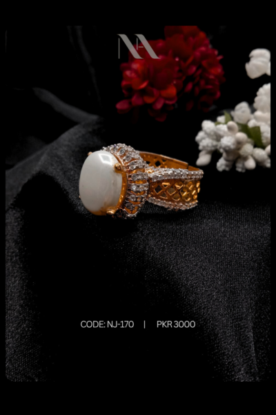 Luna Grace Ring – Gold Ring with White Stone for Women