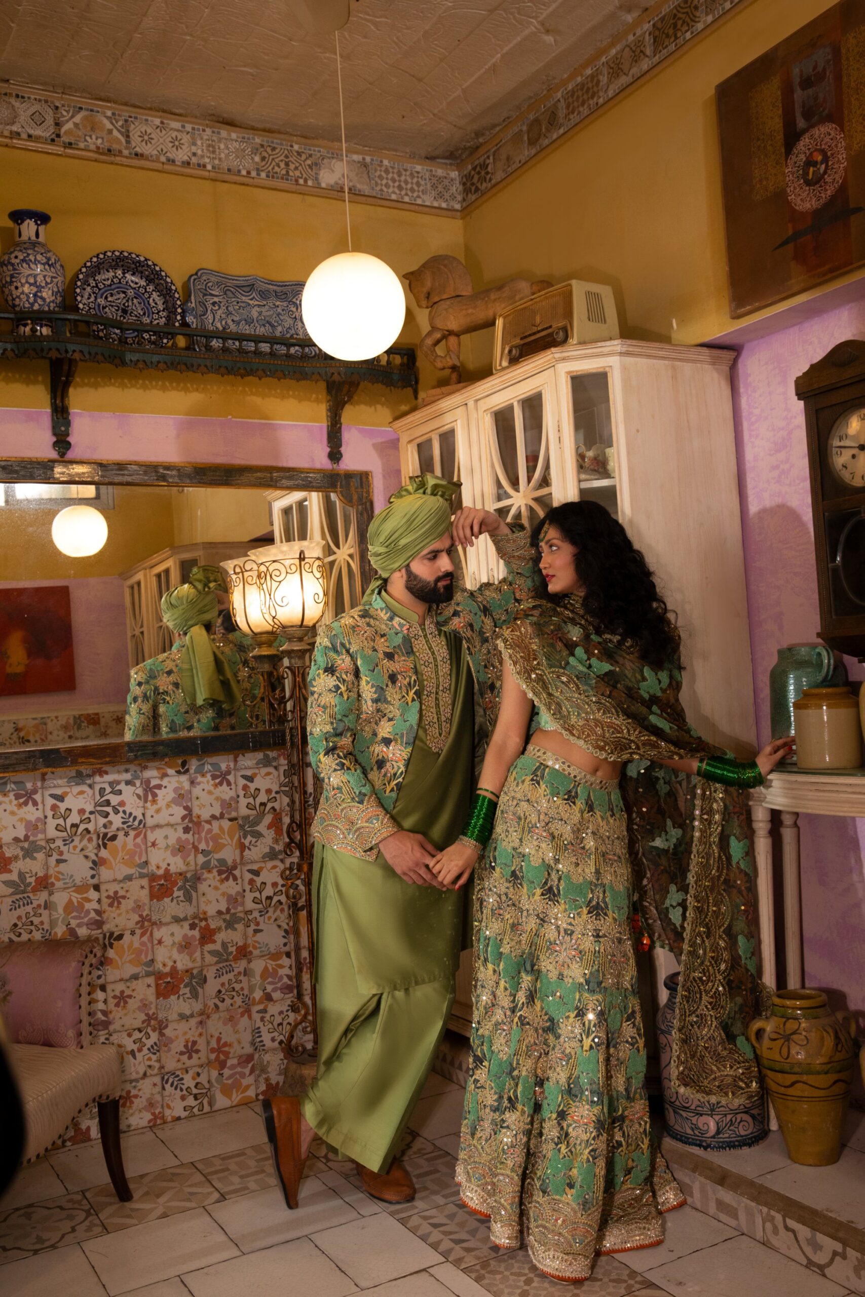 1000304296-scaled.jpg Mehendi Olive and Gold Bridal Lehenga with Artisanal Embellishments & Gold Embroidery