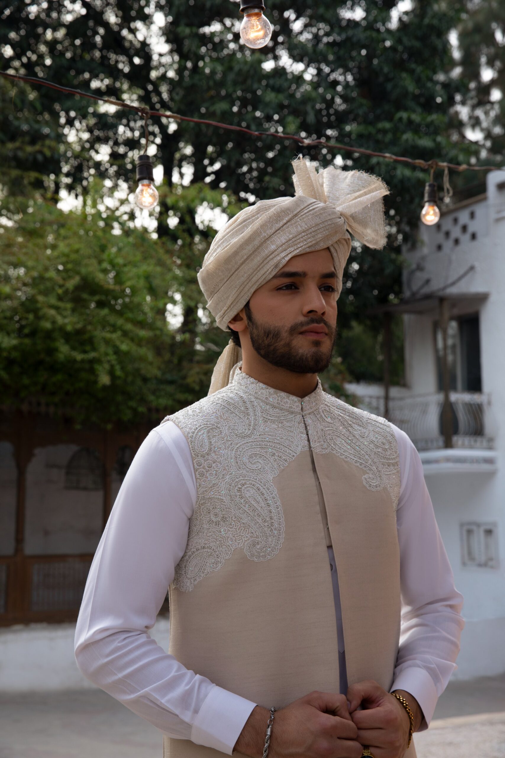 SOFT SHEEN EMBROIDERED WAISTCOAT – GROOM WAISTCOAT FOR WEDDINGS, NIKKAH & FESTIVE OCCASIONS