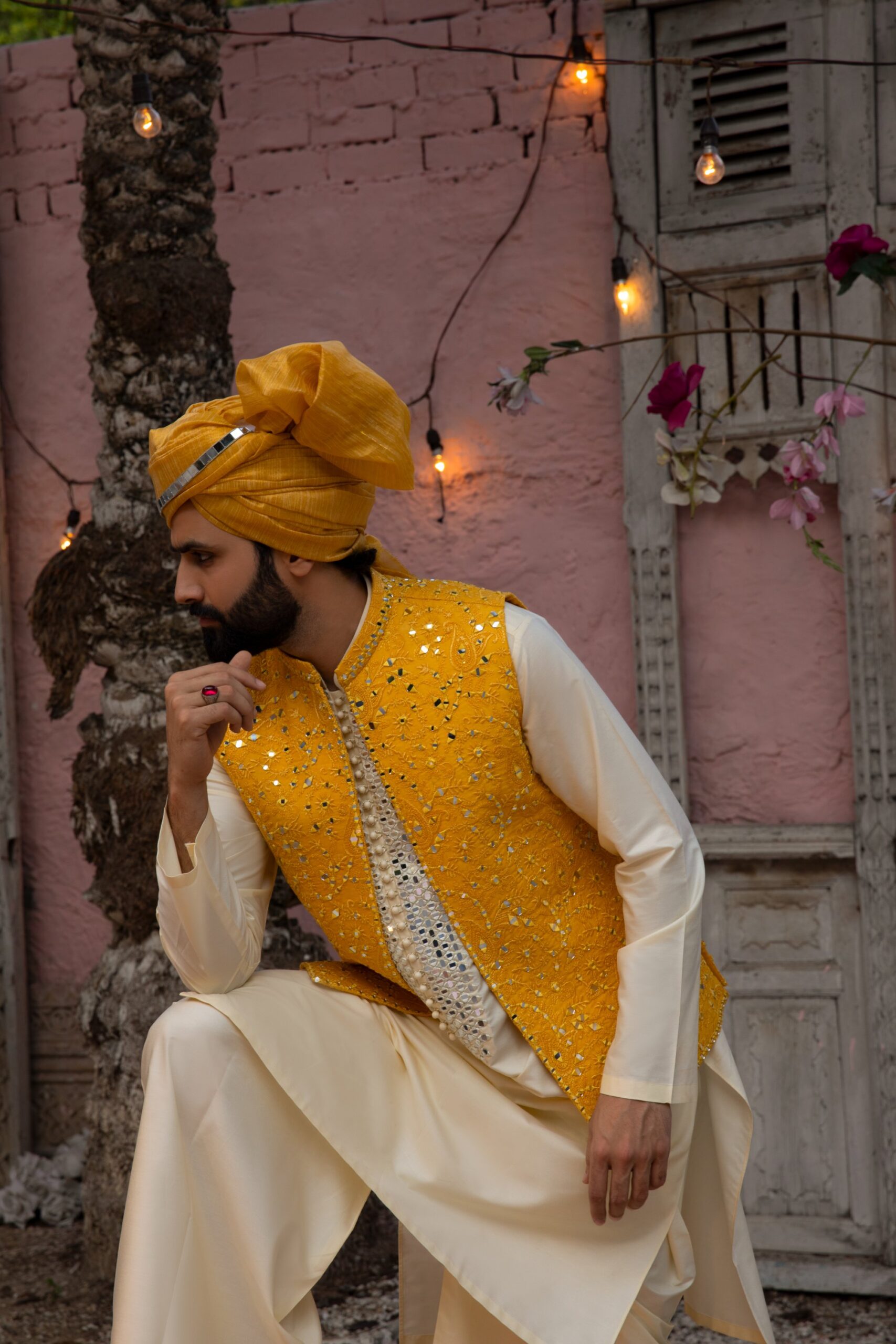 1000307730-scaled.jpg TRADITIONAL MEHENDI WAISTCOAT – GROOM WAISTCOAT WITH EMBROIDERED KURTA SET & MASOORI TURBAN FOR PAKISTANI WEDDINGS