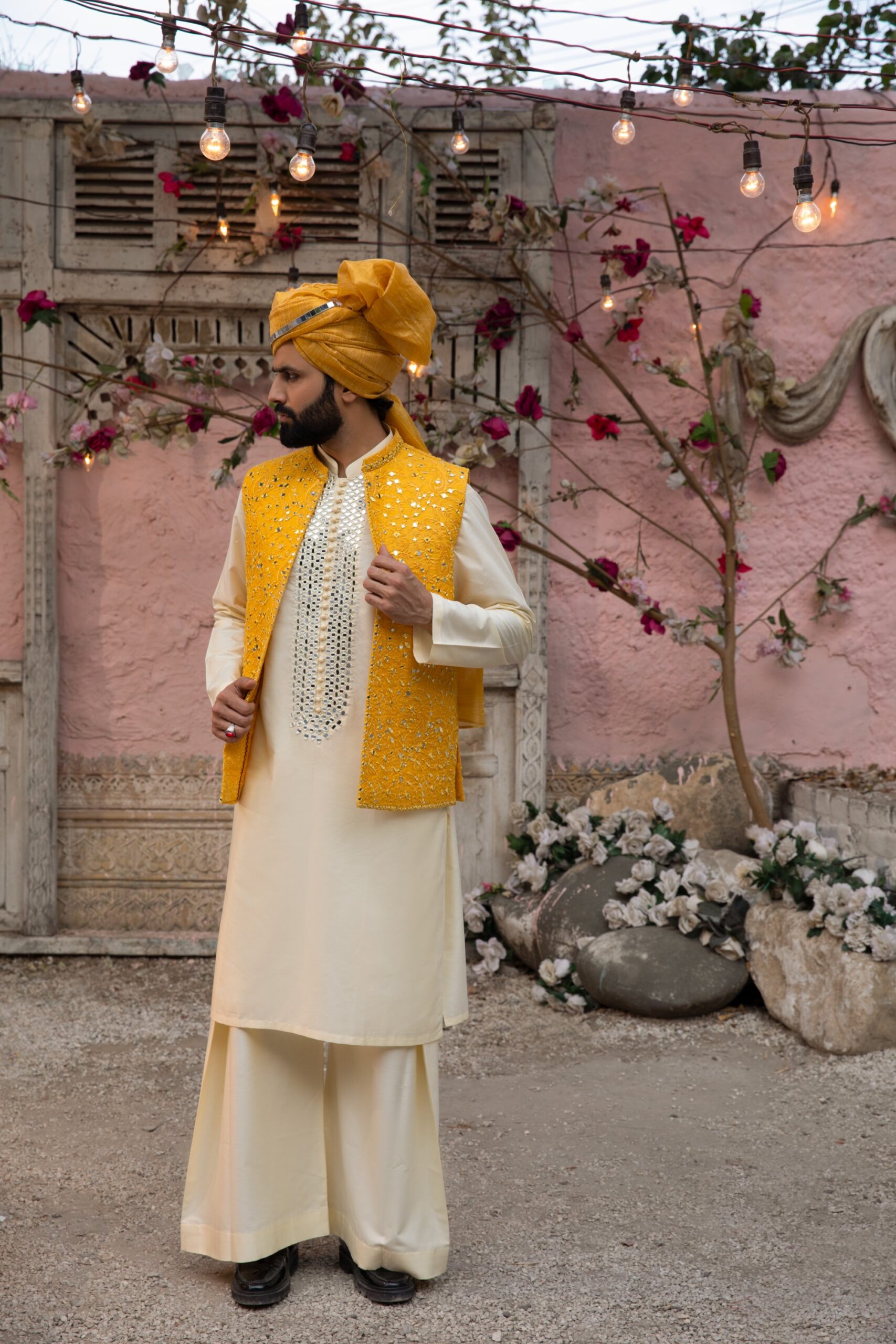 1000307733-scaled.jpg TRADITIONAL MEHENDI WAISTCOAT – GROOM WAISTCOAT WITH EMBROIDERED KURTA SET & MASOORI TURBAN FOR PAKISTANI WEDDINGS