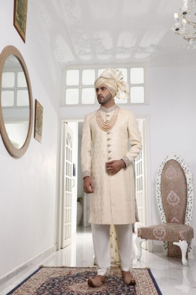 OFF WHITE SHERWANI FOR GROOM