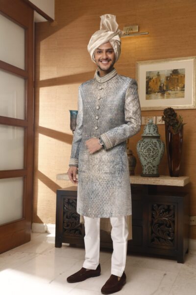 white sherwani for groom