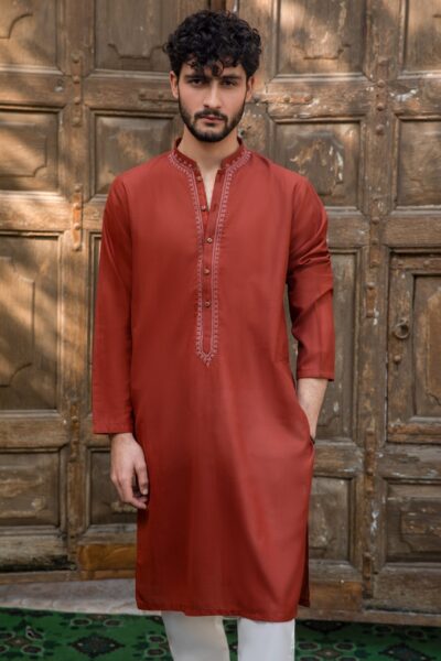 Burnt Orange Kurta for Men, Terracotta Designer Kurta, Hand-Embellished Wedding Wear, Sienna Festive Outfit, Luxury Menswear 2026
