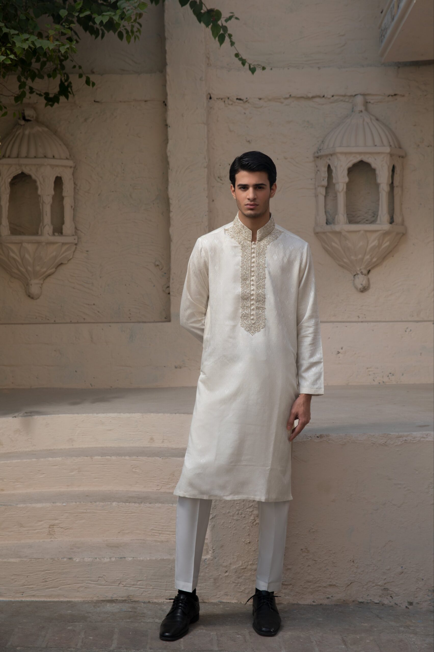 1000442045-scaled.jpg Ivory Kurta for Men, Cream Designer Kurta, Hand-Embellished Wedding Wear, Off-White Festive Outfit, Luxury Menswear 2026