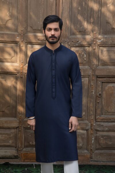 THE MIDNIGHT OBSIDIAN | LUXURY NAVY SHADOW-TONE KURTA FOR MEN