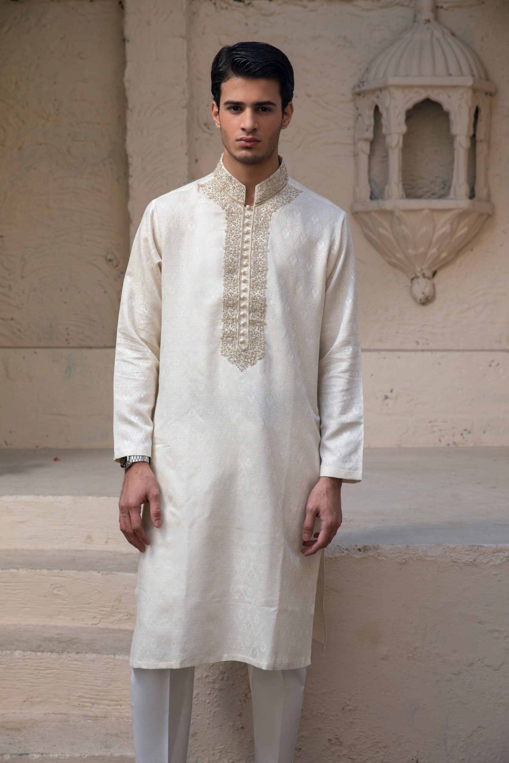1000442073-scaled.jpg Ivory Kurta for Men, Cream Designer Kurta, Hand-Embellished Wedding Wear, Off-White Festive Outfit, Luxury Menswear 2026