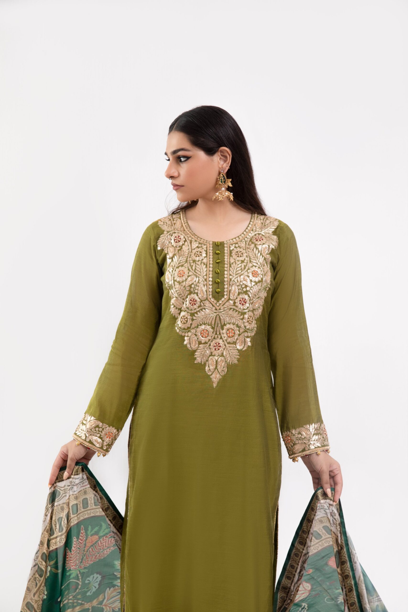 1000536084.jpg Olive Radiance Ladies Dress - Latest Party Dresses for women