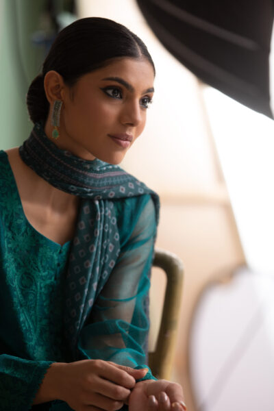 Net fabric shirt Trouser is Korean raw silk Digital print dupatta