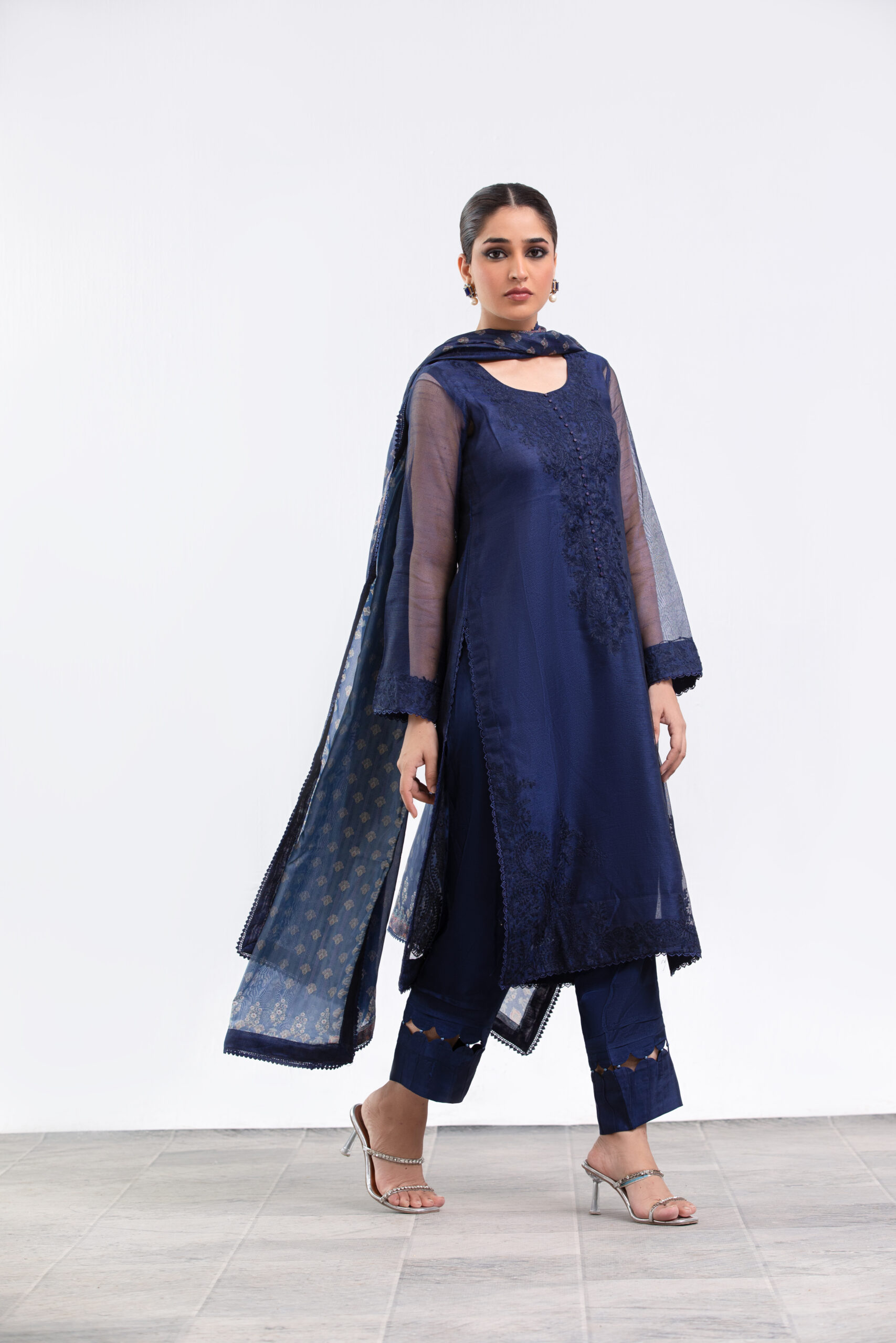 1000540445 Navy Blue Ladies Dress | 3-Piece Designer Suit
