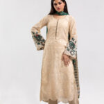 1000540451 beige chikankari dress, 3-piece designer suit, abstract print dupatta, luxury ladies wear, chikankari sheen shirt, cotton trouser outfit