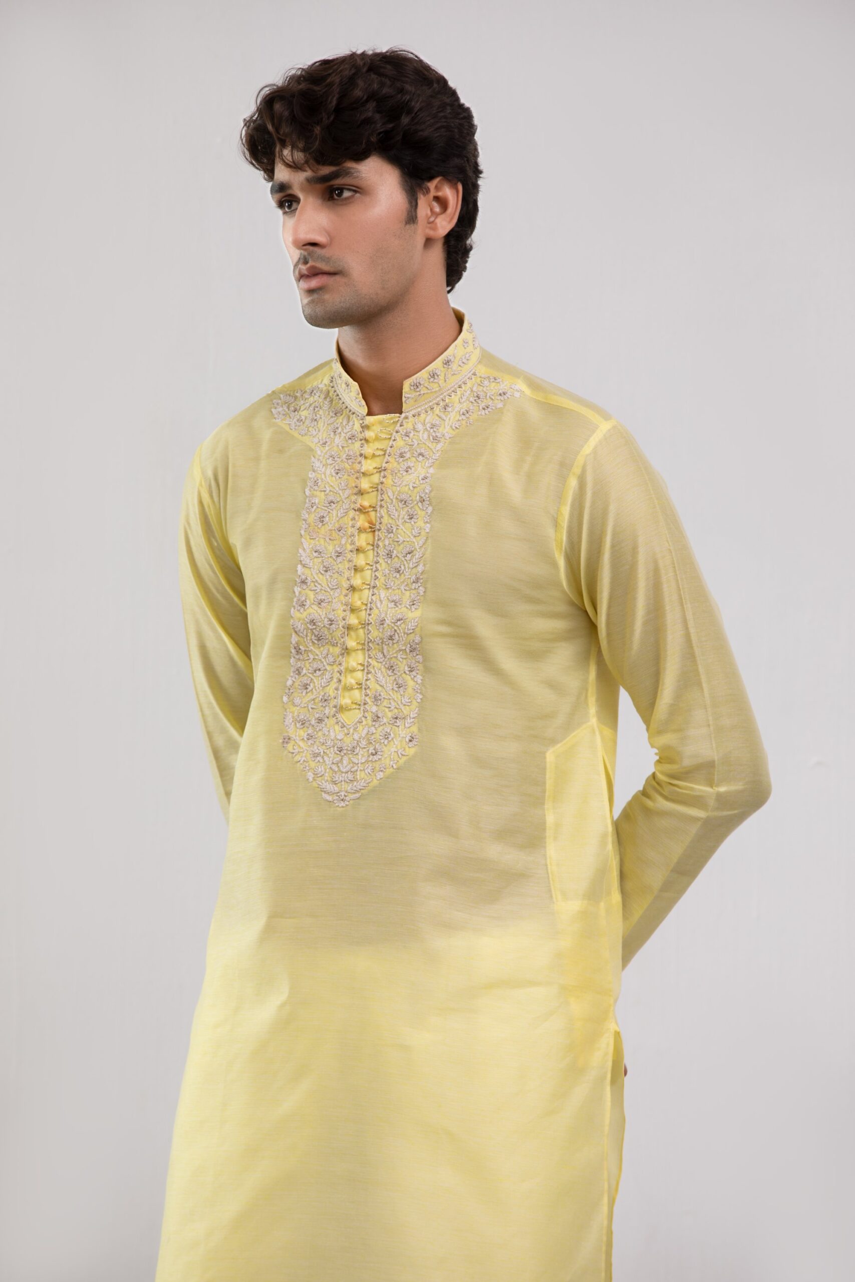 1000544970-scaled.jpg yellow mens kurta, cotton embroidered kurta for men, traditional designer menswear, festive yellow kurta, ethnic wear for men