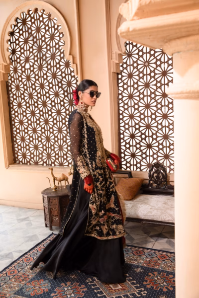 enchanting embroidered black suit for women