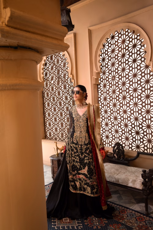 enchanting embroidered black suit for women