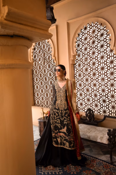 enchanting embroidered black suit for women