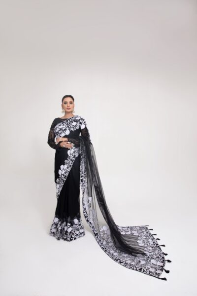 black saree - wedding dresses - wedding guest dresses - designer sherwani for groom