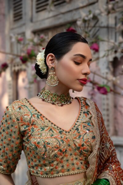 Golden Dreamy Bridal Lehenga - traditional pakistani bridal dress