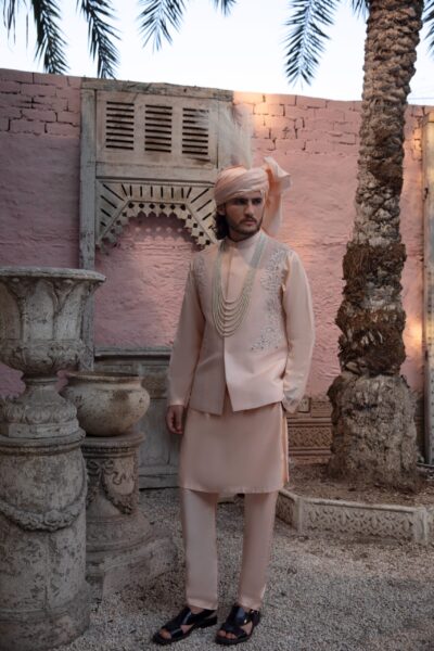 REGAL THREAD HERITAGE WAISTCOAT SET – Raw Silk Men’s Waistcoat with Matching Inner Suit & Feather Turban