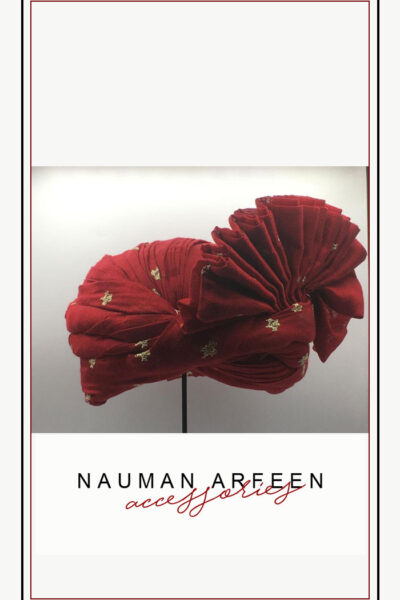 Red Turban with Light Embroidery, perfect for weddings, formal events