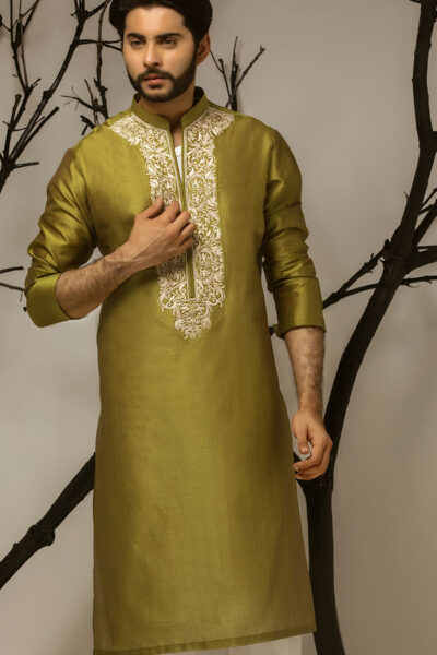 PEARL GOLD NECK EMBROIDERED METALLIC GOLD KURTA