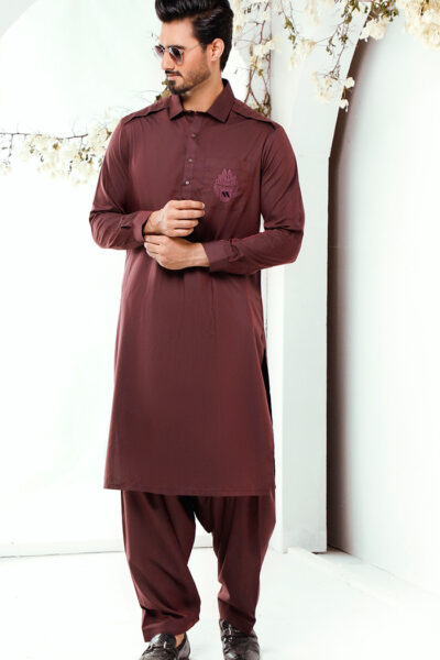 Refined Cordovan Maroon Plain Shalwar Kameez