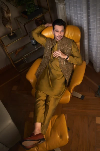 Mirror Work Dijon Gold Waistcoat - Buy Waistcoat Online