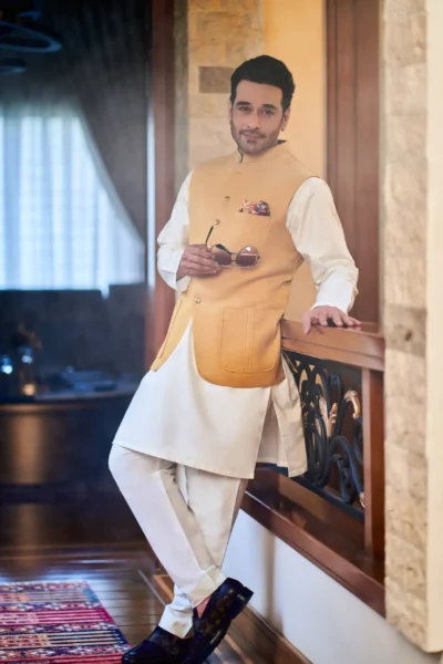 Canary Gold Plain Waistcoat for men - best designer - best wedding designer