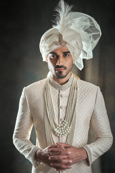 White Sherwani for Groom - Mens Wedding Sherwani in Pakistan
