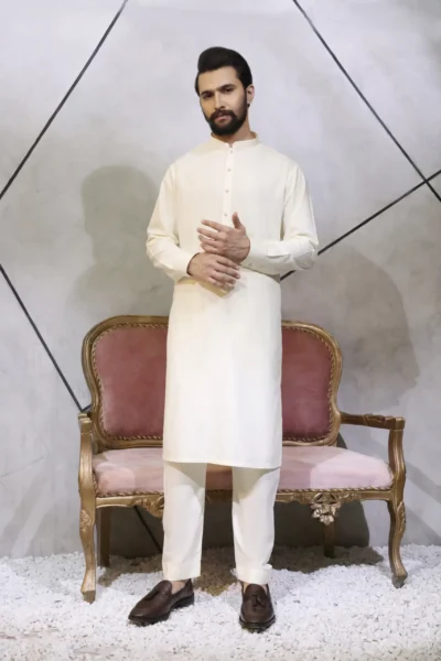 Plain Ivory White Kurta for men