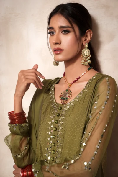 Women Pret - green kameez pajama