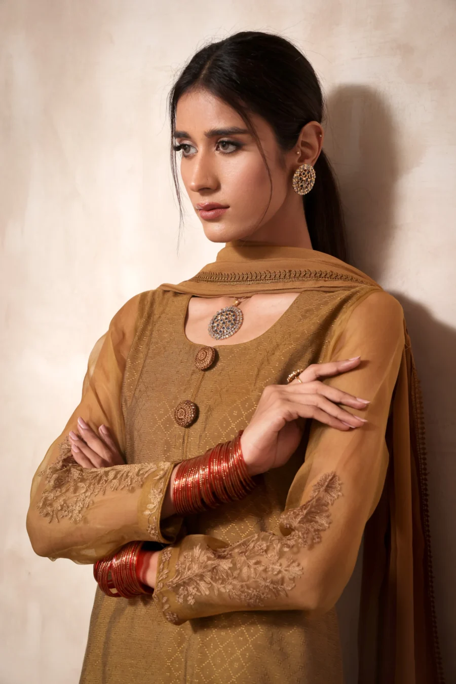 050A8568 scaled e1693321781881 Women Pret - brown shawlar kameez