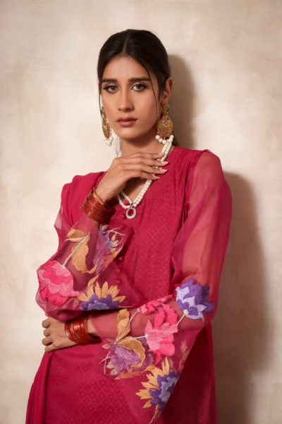 Women Pret - pink shawlar kameez