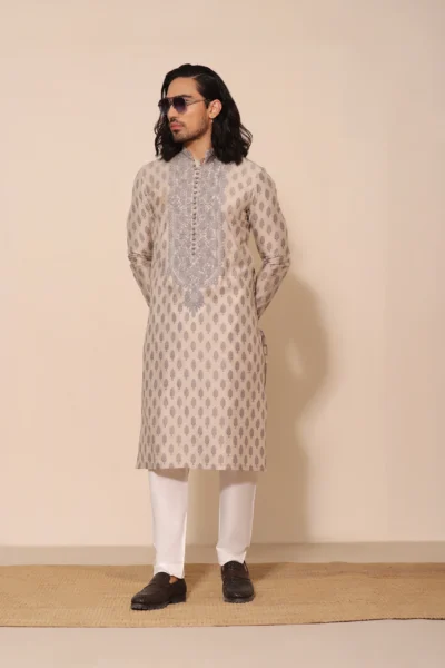 Antique White Kurta of Naushemian by Nauman Arfeen