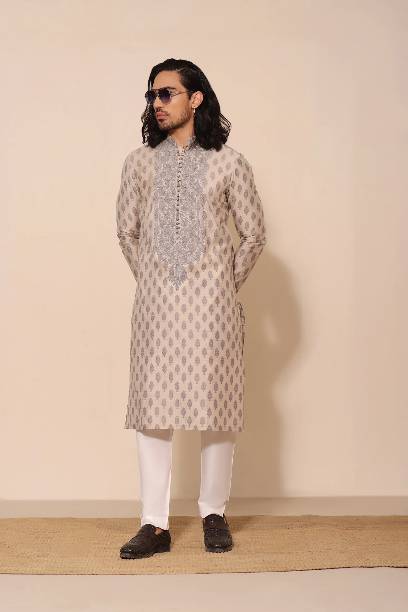 Antique White Kurta of Naushemian by Nauman Arfeen