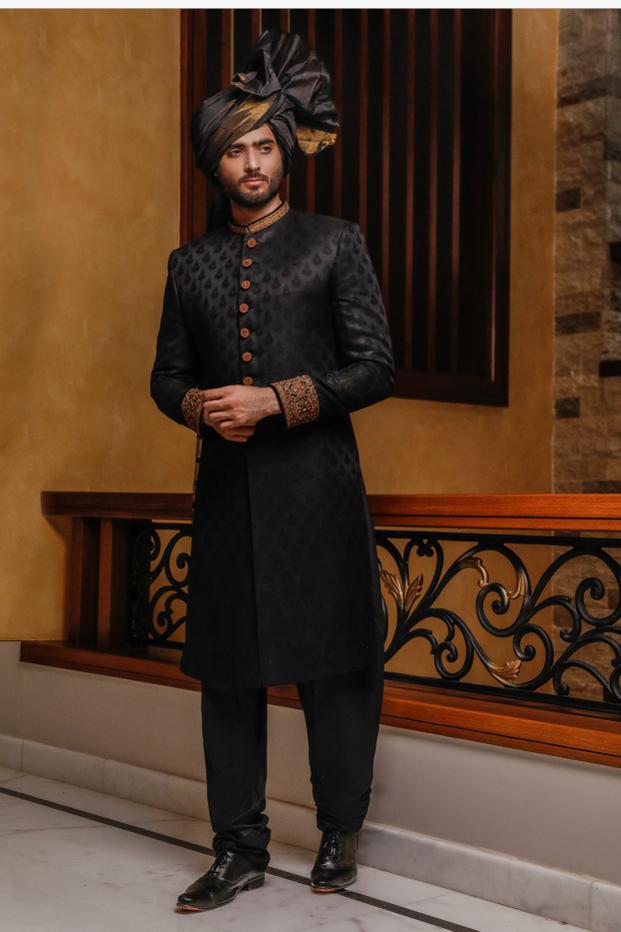 black sherwani sherwani for men wedding - indo western sherwani