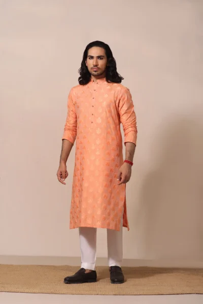 ORANGE kurta for men of best fashion designer in Pakistan
