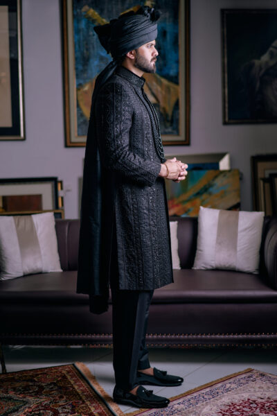 Black Sherwani for Groom - I Trending Sherwani Designs