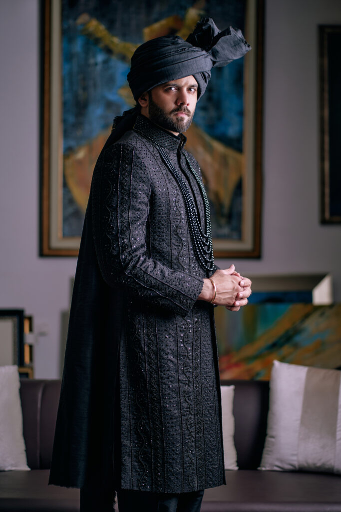 Black Sherwani for Groom